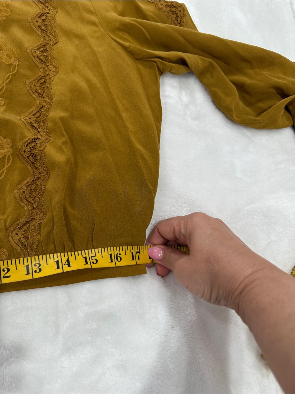 Sezane Olive-Mustard Embroidered Button shirt size 4 - Picture 16 of 16